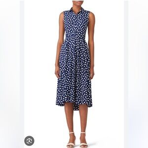 Kate Spade Navy and White Cloud Dot Midi Dress